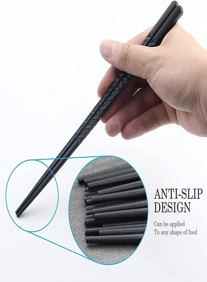 RIANZ Fiberglass Reusable Non-Slip Chopsticks for Sushi, Noodles, Fried Rice Non-Slip 24 cm - Black (Pack of 2 Pair) - Image 3